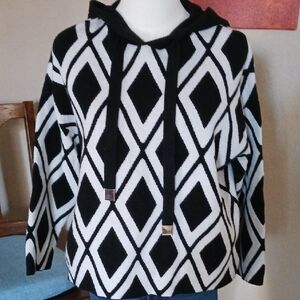 Metric Knits Black and White Harlequin Sweater